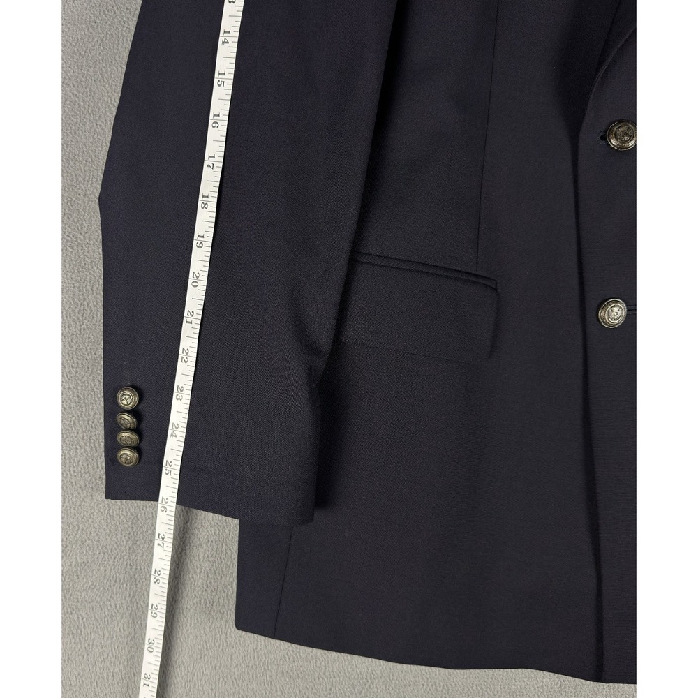 Jos A Bank Blazer Jacket Mens 43 R Blue Metal Button Double Breasted Peak Lapel - Picture 9 of 12